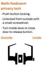 Commercial Lever Door Lock - Heavy-Duty Locking Door Handle, ADA Door Handles, Cylindrical Lever Lock, Non-Handed Grade 2 Industrial Door Handle, 26D Satin Chrome, Privacy/Bathroom