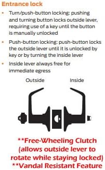 Commercial Lever Door Lock - Heavy-Duty Locking Door Handle, ADA Door Handles, Cylindrical Lever Lock, Non-Handed Grade 2 Industrial Door Handle, 26D Satin Chrome, Entrance Keylock