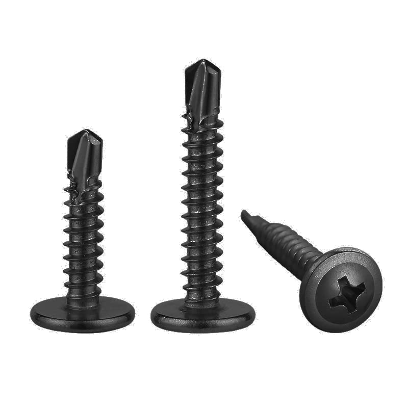 (150 pcs) Wensilon #10×1-1/2” for Sheet Metal Self-Tapping Screws 410 Black Stainless Steel Truss Head High-Strength Quick Tapping