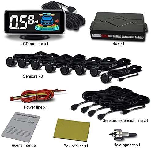 Backup Parktronic System Car Auto Vehicle Reverse with 8 Parking Sensors kit Distance Detection LCD Distance Display Sound Warning …