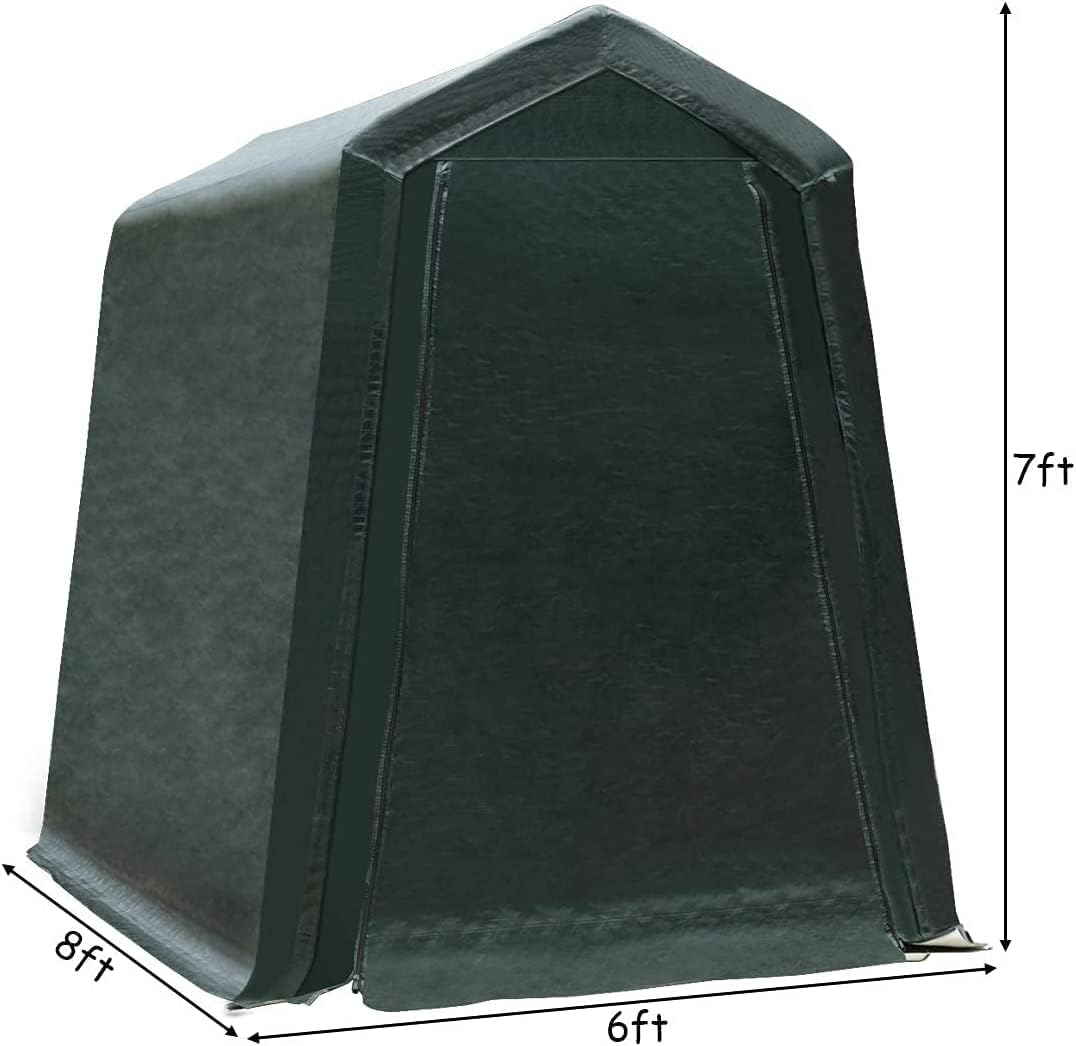 ERGOMASTER 6 Ft x 8 Ft Outdoor Carport Storage Shelter Metal Frame and Waterproof Cover for Motorcycle Cars Garden Tools