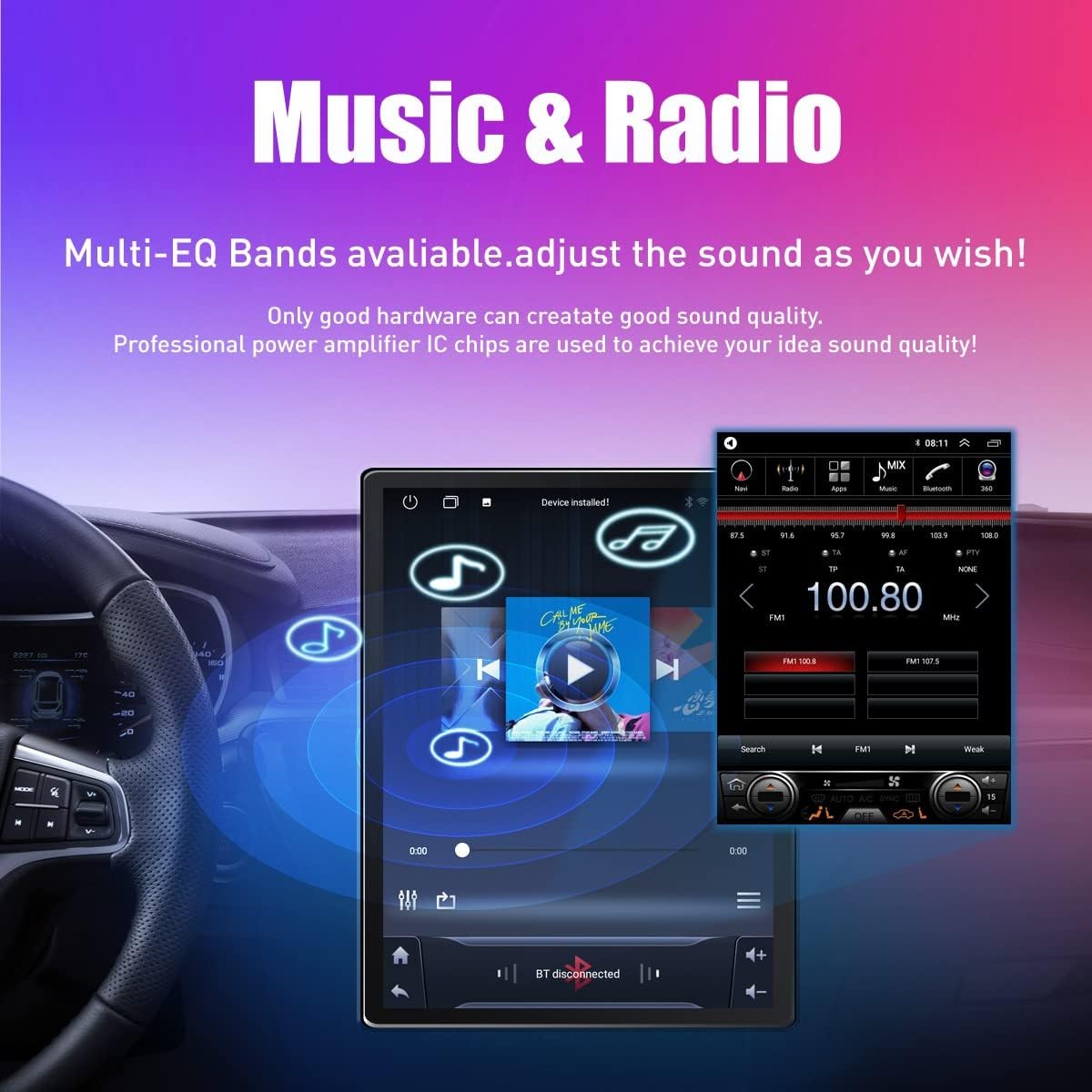 Kunfine Tesla Style Car CarPlay Android Auto Navigation Stereo GPS Radio Reverse Camera 9.7" IPS Touchscreen Headunit Tablet Media Player For Peugeot 301 13-22, if Applicable Quad Core 1G+32G Advanced