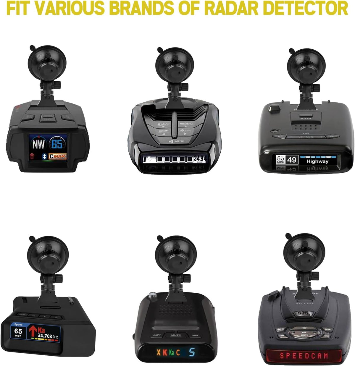 Xislet Radar Detector Mount for Car Truck Vehicle Sedan Windshield Super Suction Dash Cup Mount Compatible with Cobra RAD 380 450 480i Escort Passport 9500/R1 R2 R3 R4 R7 DFR5 DDR7