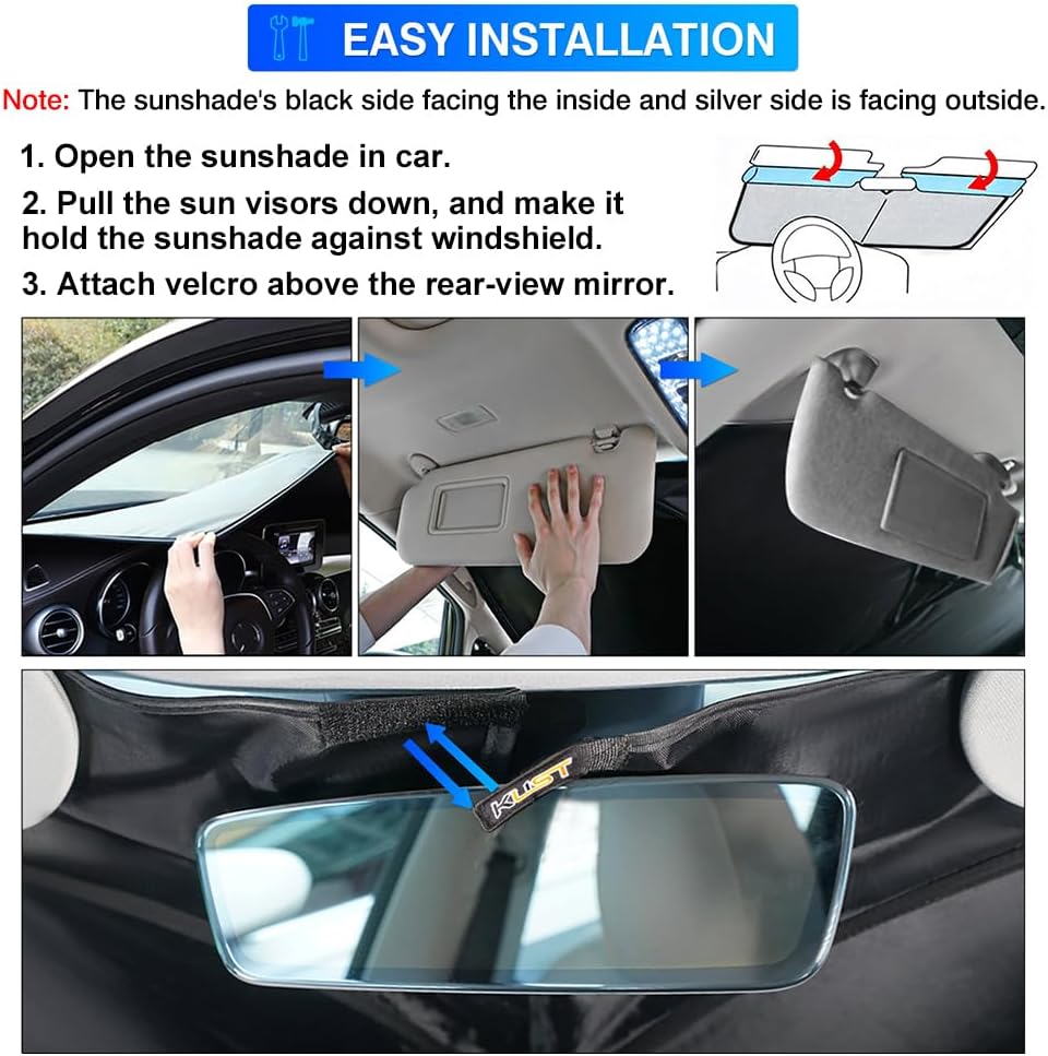 KUST Windshield Sun Shade for Jaguar F-Pace 2016-2024 2025 F Pace Accessories Custom Fit Sunshade Foldable Window Sun Visor Protector Blocks UV Rays Keep Your Car Cooler