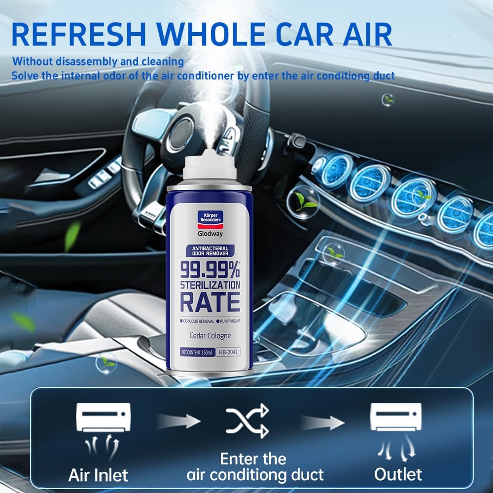 Glodway Whole Car Air Refresher Spray,Odor Eliminator Eliminates Strong Vehicle Odors,Cologne Scent-6 Ounce Spray Bottle (Plack of 3)