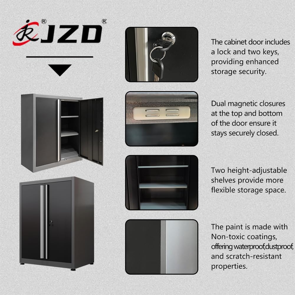 JZD Metal Garage Cabinet System, Tool Cabinets with Drawers, for Workshop Auto Repair Shop, Wall Mounting Not Necessary