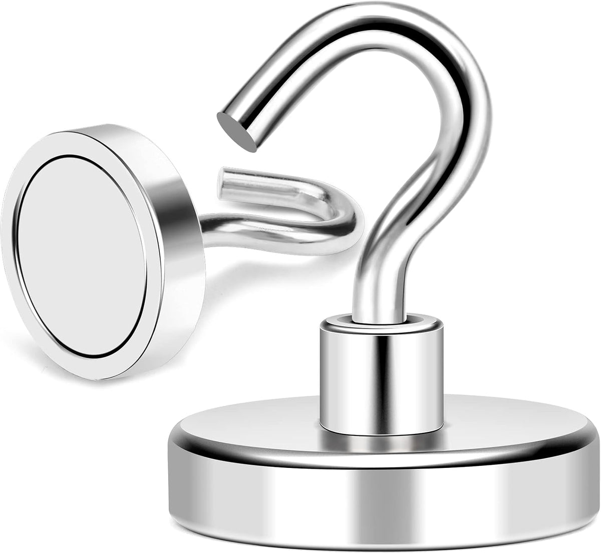 MIKEDE Magnetic Hooks Heavy Duty, 170Lbs+ Super Strong Magnet Hooks for Cruise Essentials, Neodymium Earth Magnets with Hook for Hanging, Magnetic Hanger for Fridge, Toolbox, Storage - 4 Pack