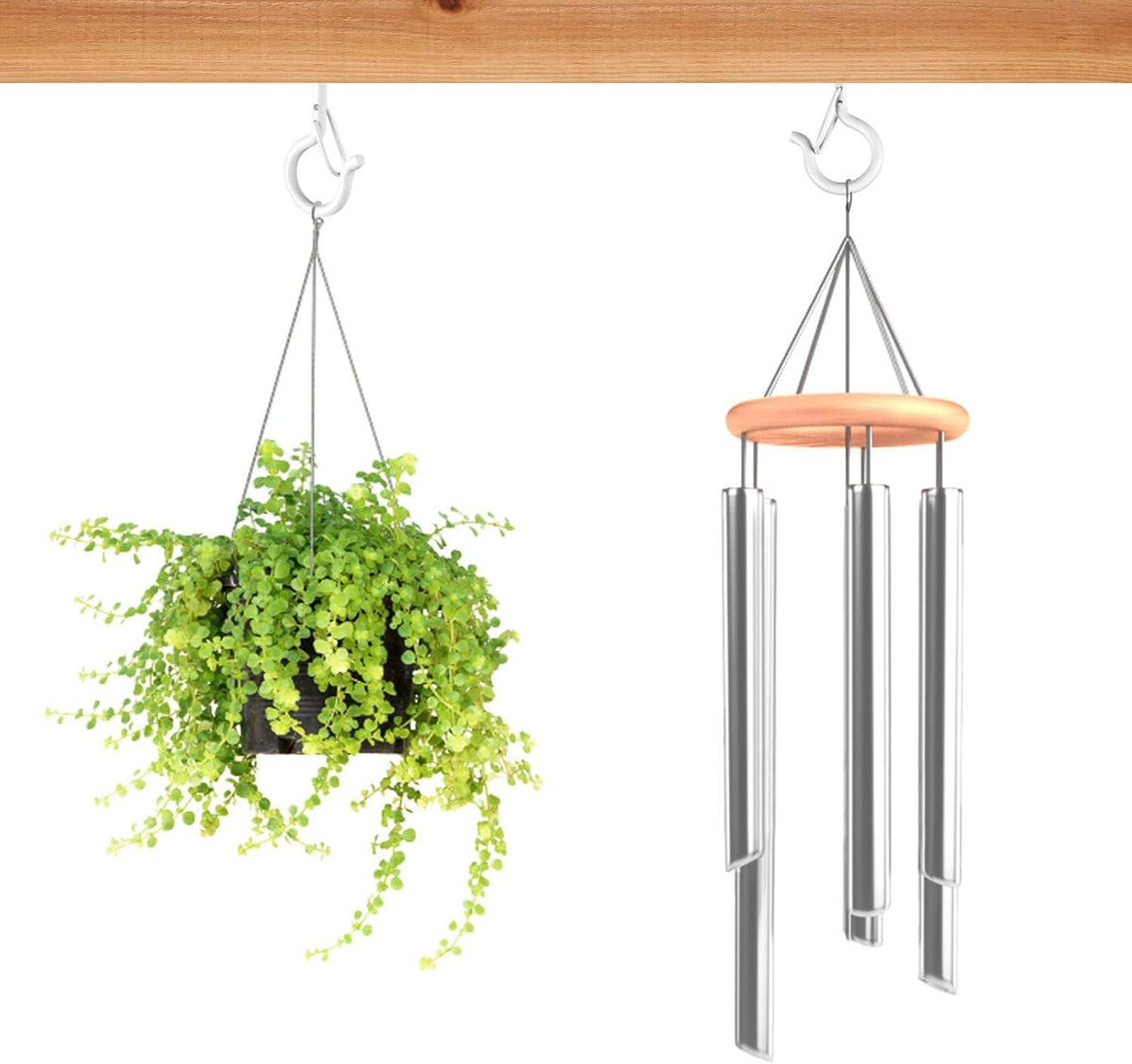 24 PCS Q-Hanger Hooks, Screw Hooks for Outdoor String Lights, Safety Buckle Design Cup Eye Hook for Hanging Christmas Lights, Plants, Mounted on Wall Ceiling, Include 1 Wing Nut Driver, White