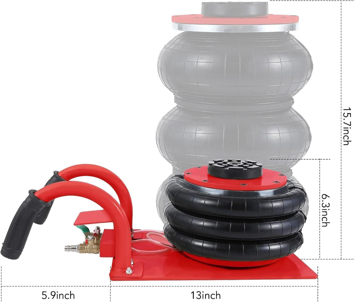 Air Jack,Heavy Duty 3 Ton/6600 lbs Air Bag Jack-3-Ply Pneumatic Lift up to 17.7 inch/450 mm for Cars/SUVs,Portable with Semi Round Handle