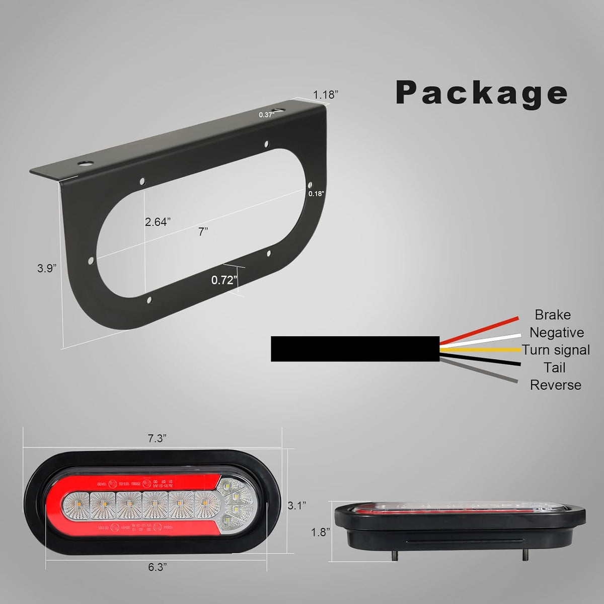 Agrieyes Trailer Lights with Bracket, Oval LED Trailer Lights with Sequential Turn Signal, Tail, Brake, Reverse, Submersible Boat Trailer Light kit for Trucks, Tractor, Utility Trailer, RV, Caravan