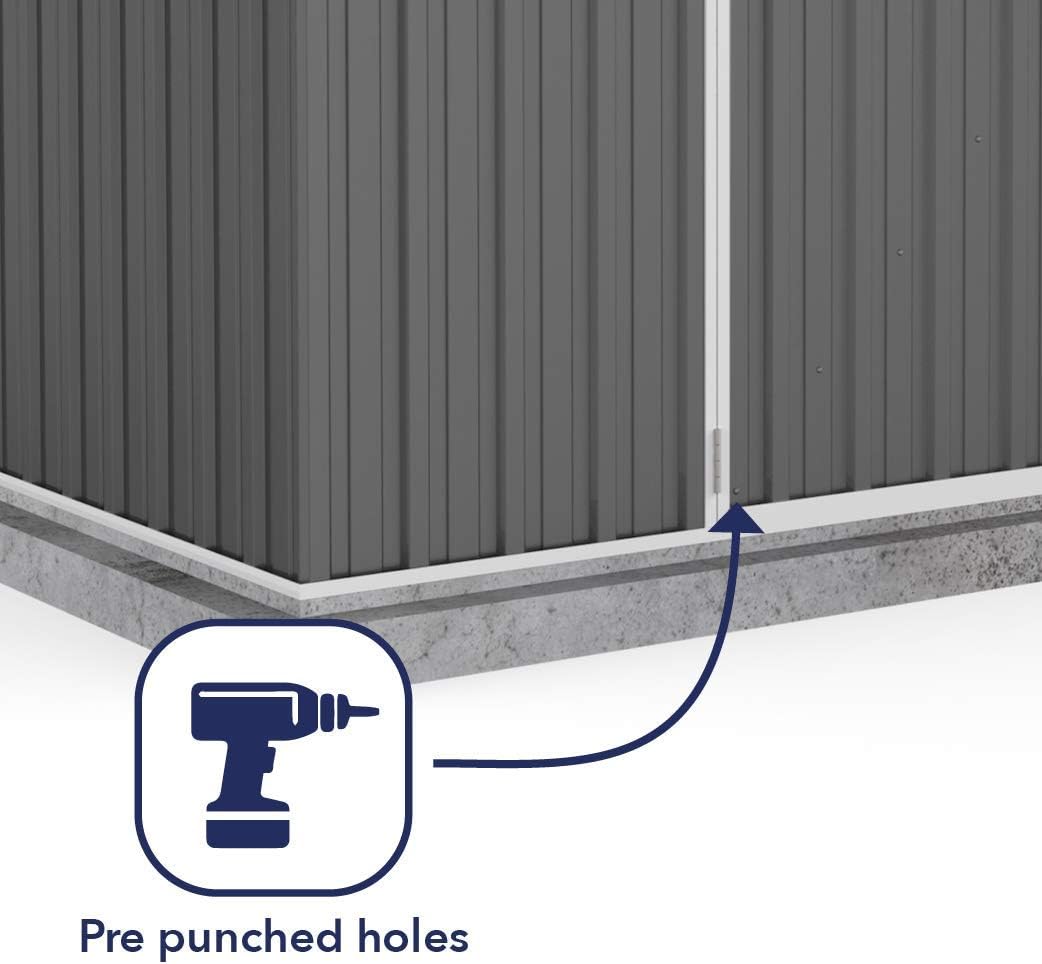 Premier Storage Sheds, 10'x7' Metal Garage, DIY Backyard Shed, Utility Tool Storage, Weather & Wind Resistant Aluminum Panels & Steel Frame, Maintenance-Free, 12 Year Warranty, Woodland Gray