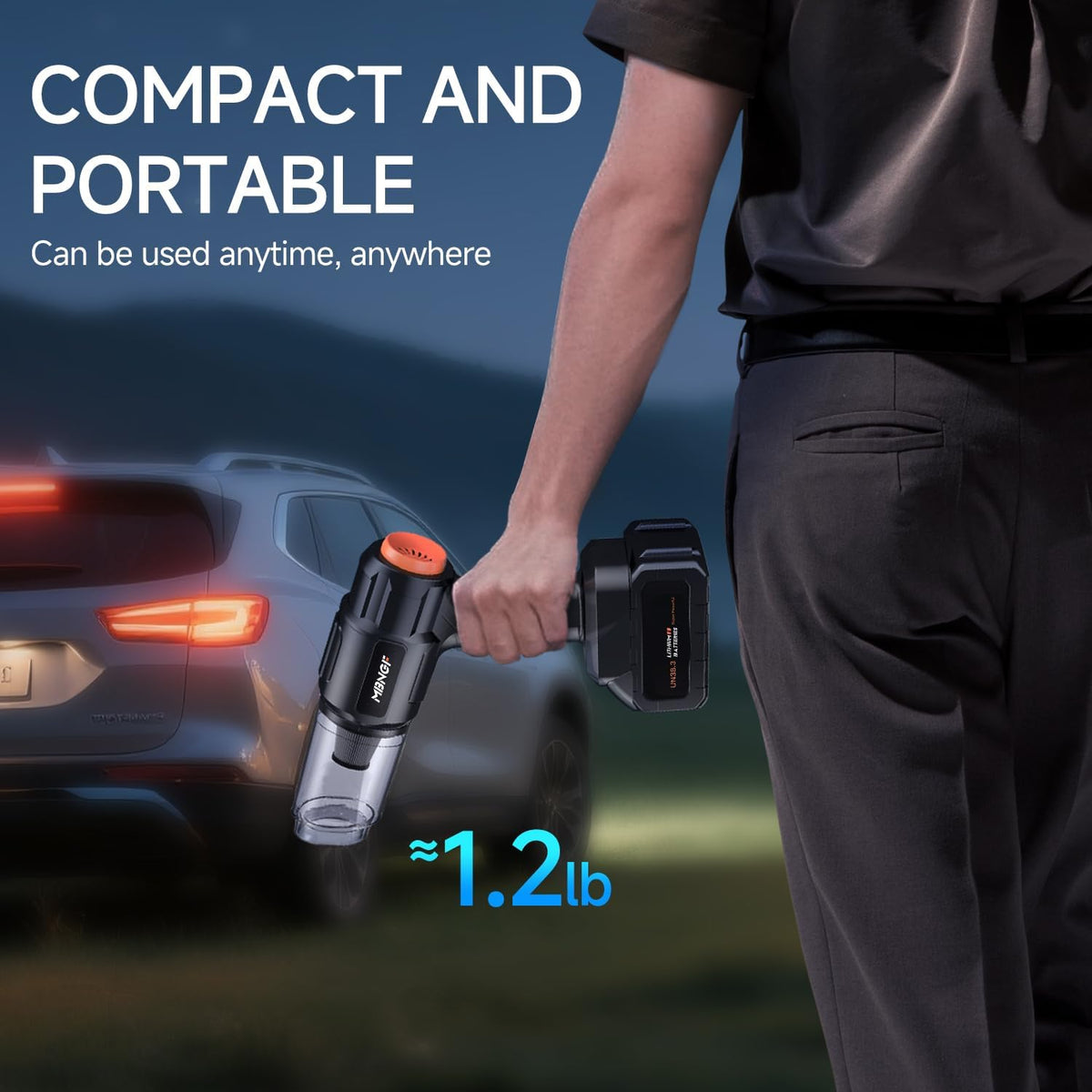Car Vacuum Portable Cordless,High Power Suction & Blower, Wireless Handheld Vacuum Cleaner for Car, Home, Office, Pet(Coal Black)