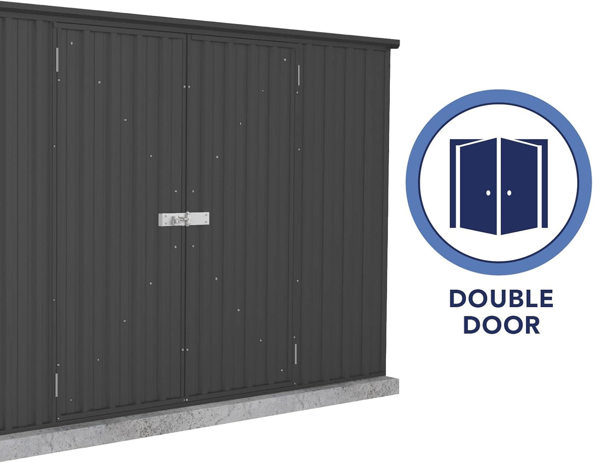 Absco Premier Storage Sheds, 10'x10' Metal Garage, DIY Backyard Shed, Utility Tool Storage, Weather & Wind Resistant Aluminum Panels & Steel Frame, Maintenance-Free, 12 Year Warranty, Monument Gray