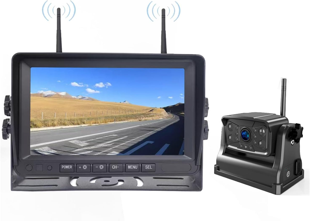 Magnetic Wireless RV Backup Camera System: 7" HD 1080P DVR Monitor with Rear Camera, DVR Monitor & IR Night Vision, Portable Rechargeable Camera for RV/Trailer/Fifth Wheels/Camper BC701