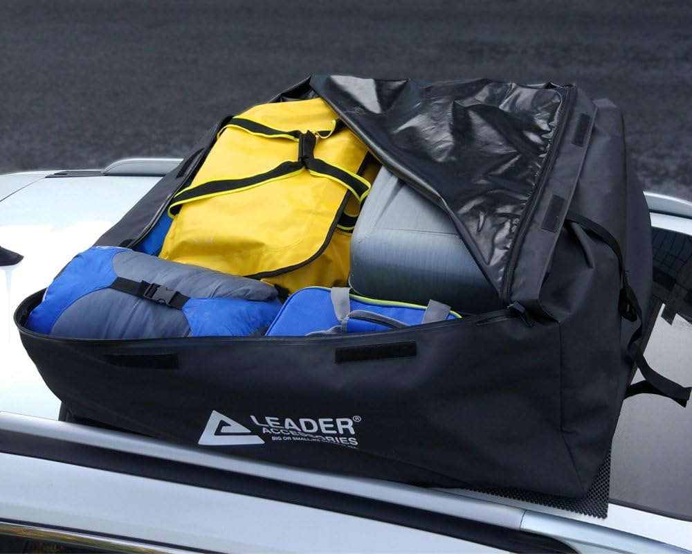 Leader Accessories Roof Rack Cargo Basket Set, Car Top Luggage Holder 64"x 39" + Waterproof Rooftop Cargo Carrier Bag