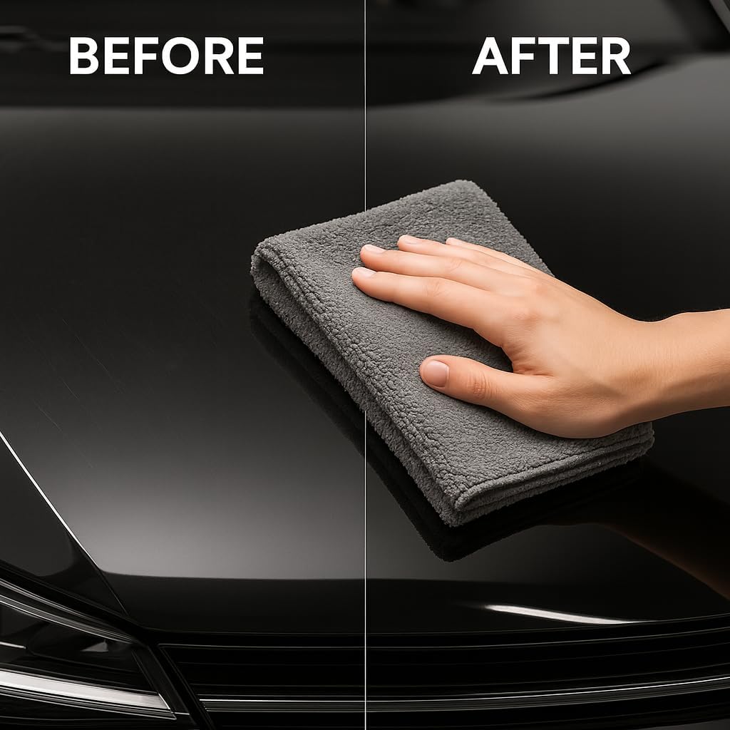 4 Pack Pak Details Edgeless Microfiber Towels for Cars | 16x16 Ultra-Soft, Scratch-Free & Lint-Free Car Detailing Microfiber Cloths for Buffing & Coating | Seamless Finish Auto Cleaning Cloths