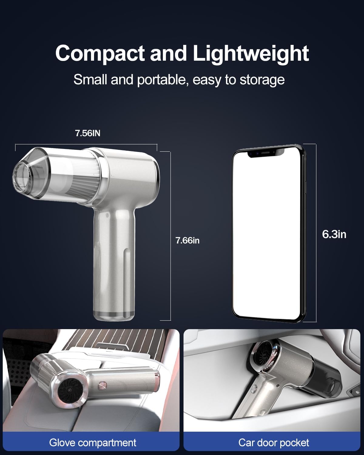 Handheld Car Vacuum Cleaner High Power,4-in-1 Small Portable Mini Cordless Brushless Motor Cleaner with 22000pa Suction Power & Air Duster,Type-C Charge,Cleaner for Home,Car(Mysterious Silver)