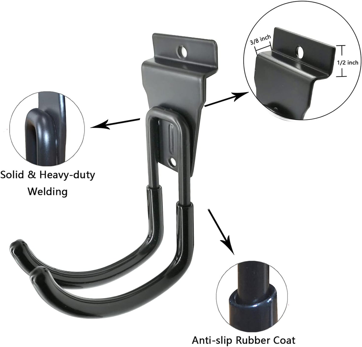 Slatwall Hooks - Black Garage Accessories, 8 Pack