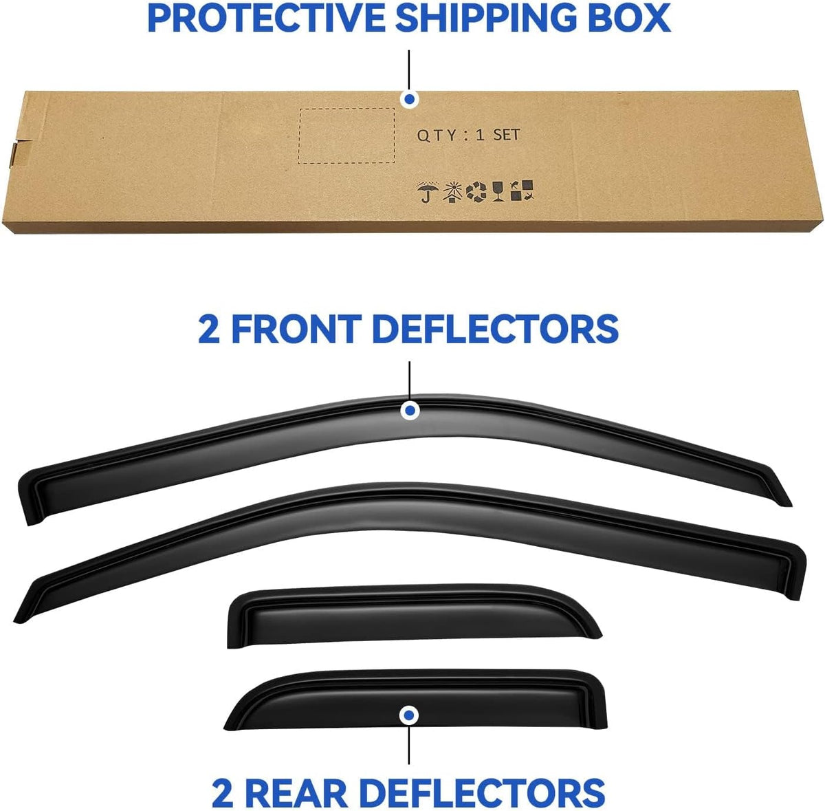 Window Visors Rain Guards for 2004-2014 Ford F150 SuperCab, Out-Channel Window Vent Wind Deflectors Visors Shades for 04-14 F-150 Extended Cab