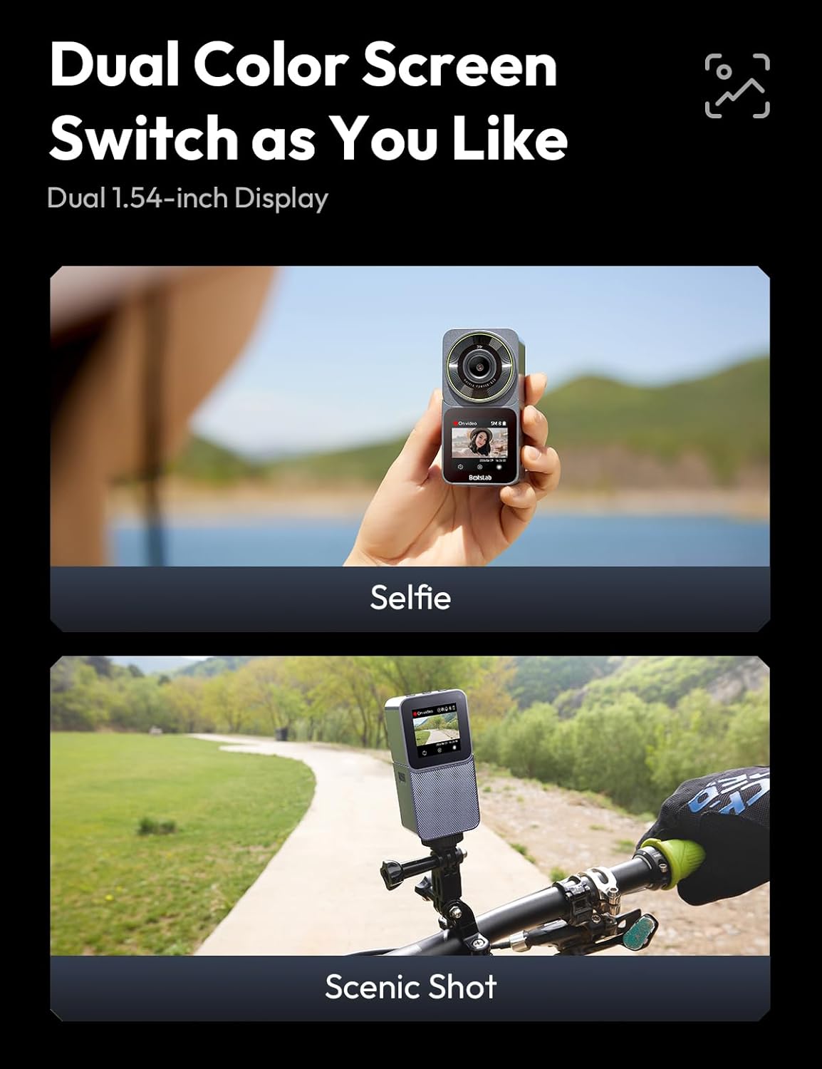 Action Camera 4K 20MP, Dual Use Action Camera and Dash Cam, Waterproof, EIS Stabilization, with 64GB SD Card, 170°Wide Angle Helmet Camera for Vlog or Recording Car Journey