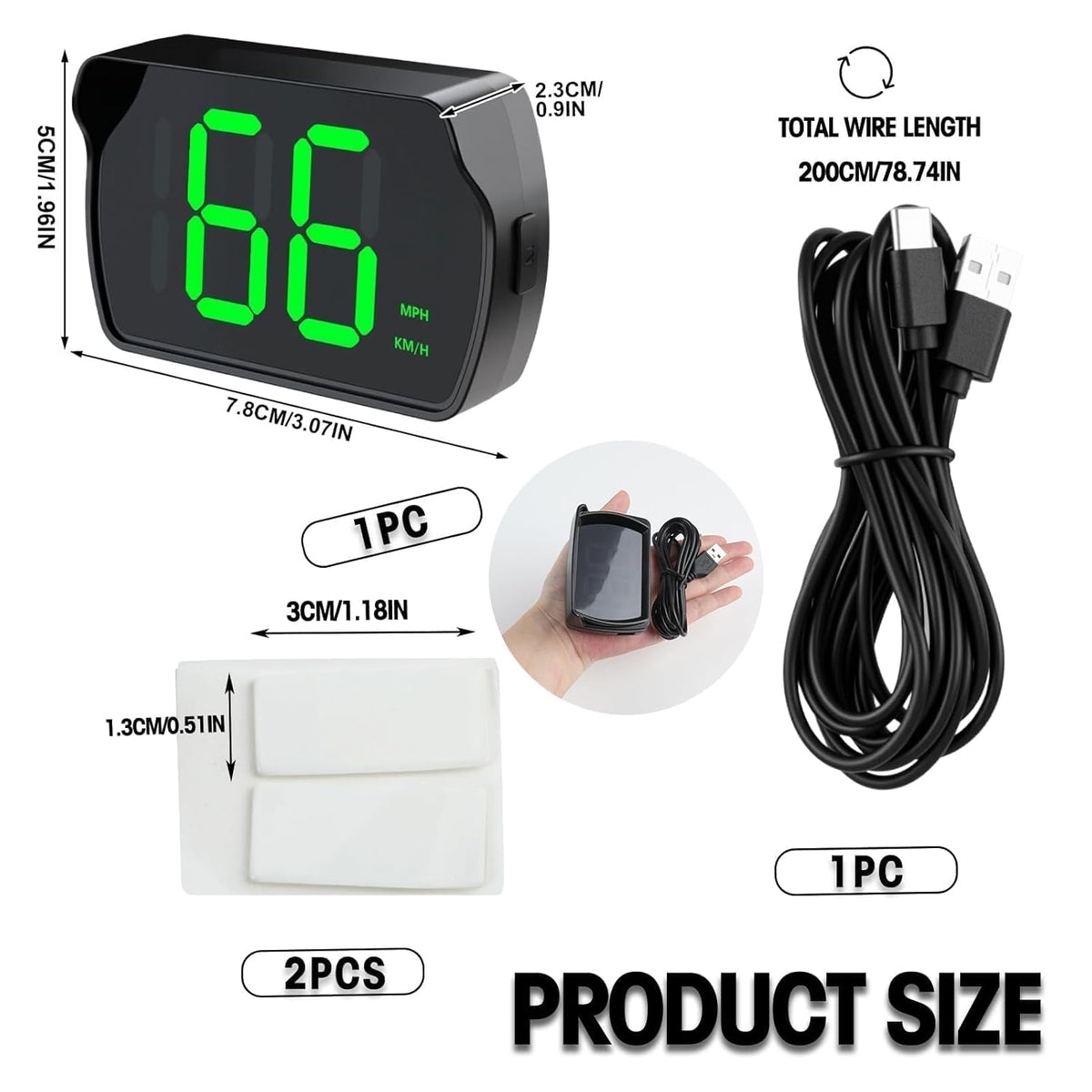 GPS Digital Speedometer for Car MPH, Golf Cart Universal HUD Speed Meter, Head Up Display Car Accessories with LED Large Font, Plug and Play for Car Truck Motor SUV All Vehicles