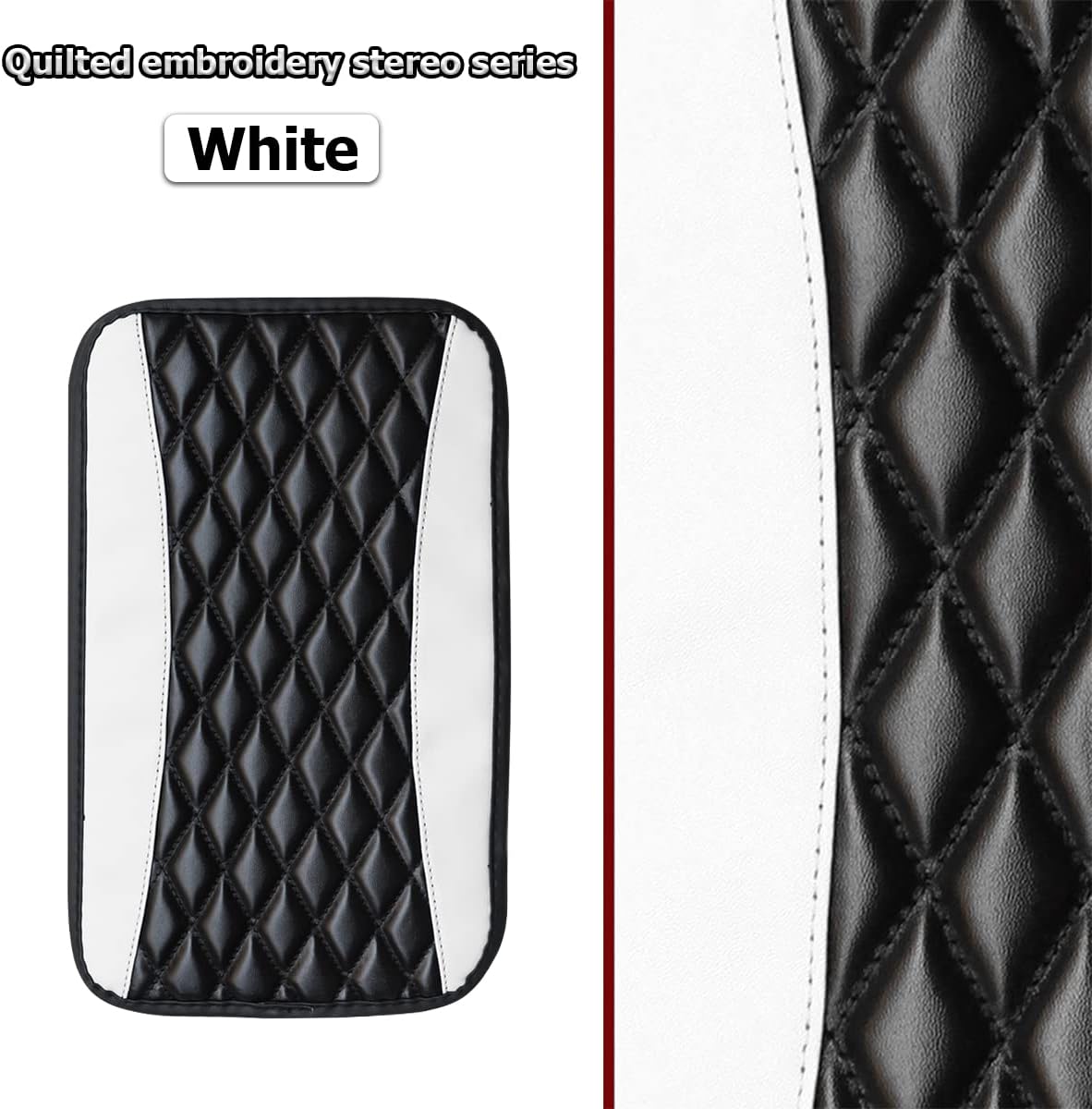 Car Center Console Cushion Pad, Universal Leather Waterproof Armrest Seat Box Cover Protector,Comfortable Car Decor Accessories Fit for Most Cars, Vehicles, SUVs (White)
