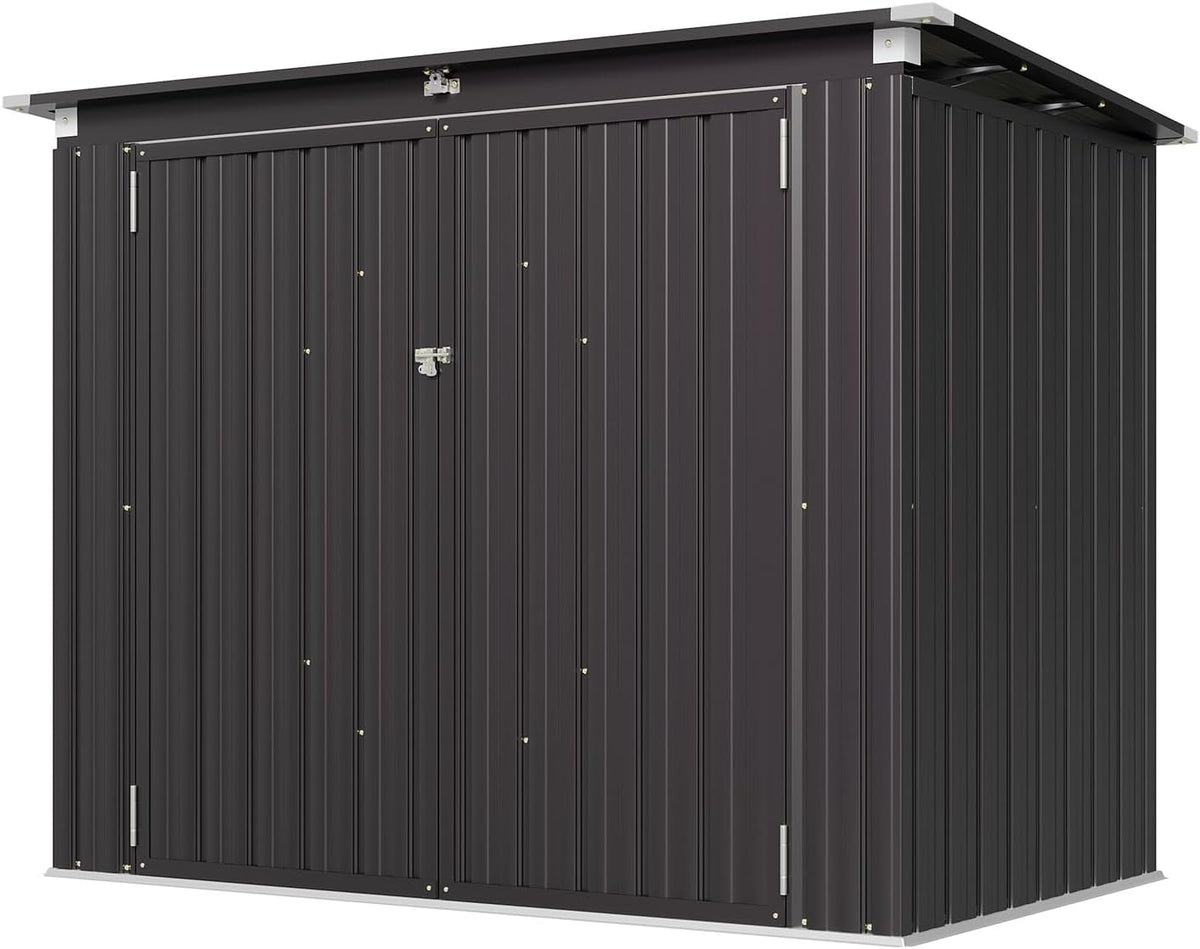 Aoxun 80 CU.FT Outdoor Storage Shed Metal Trash Can Storage with Chain Lid Waterproof Outdoor Garbage Can Organizer, Ideal for 2 Trash Bins, Toys, Garden Tools (Black)