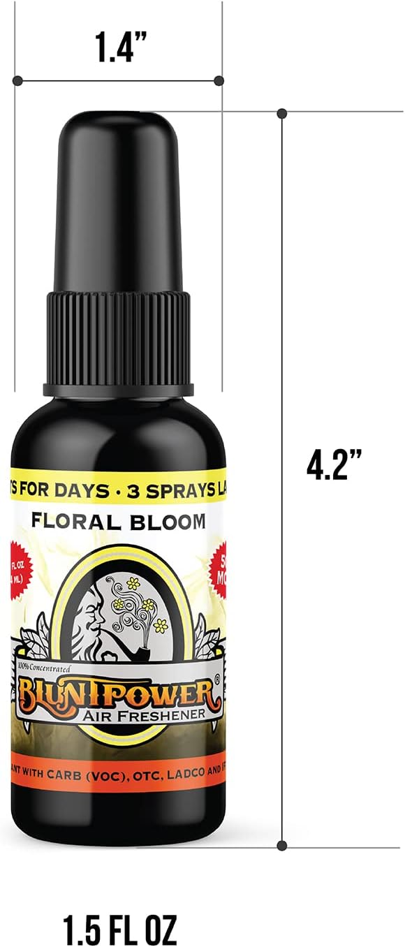 BluntPower (Floral Bloom, 1 Pack) Concentrated Air Freshener for Room and Car Spray - Oil-Based Diffuser Spray Bottle - Long-Lasting Bathroom Spray, Car Freshener, & Odor Eliminator Spray