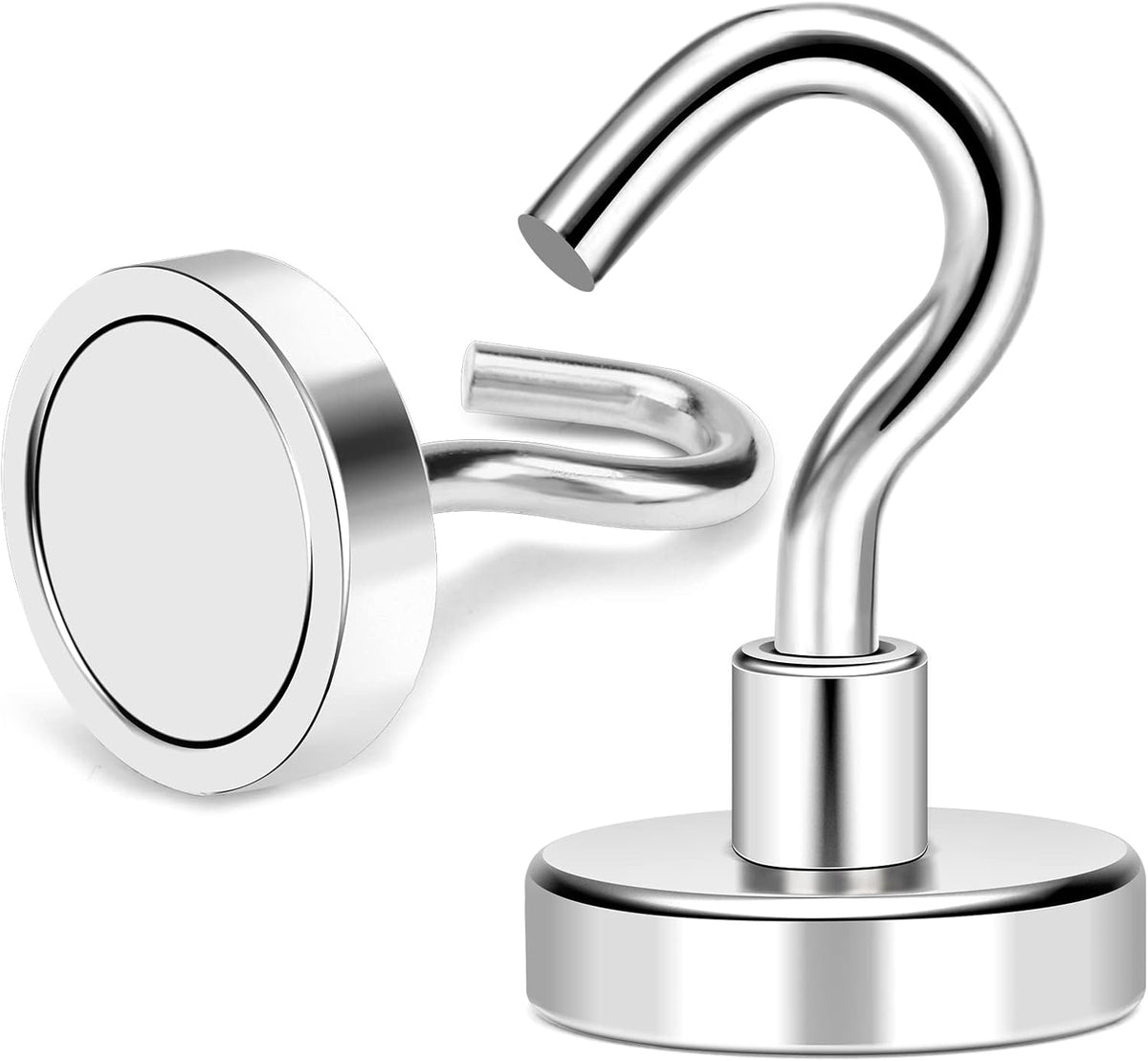MIKEDE Magnetic Hooks, 40Lbs+ Heavy Duty Magnet Hooks for Cruise Cabins, Super Neodymium Hanging Hooks Strong Magnets with Hook for Fridge, Magnetic Hanger for Grill, Toolbox, Storage, Pack of 4