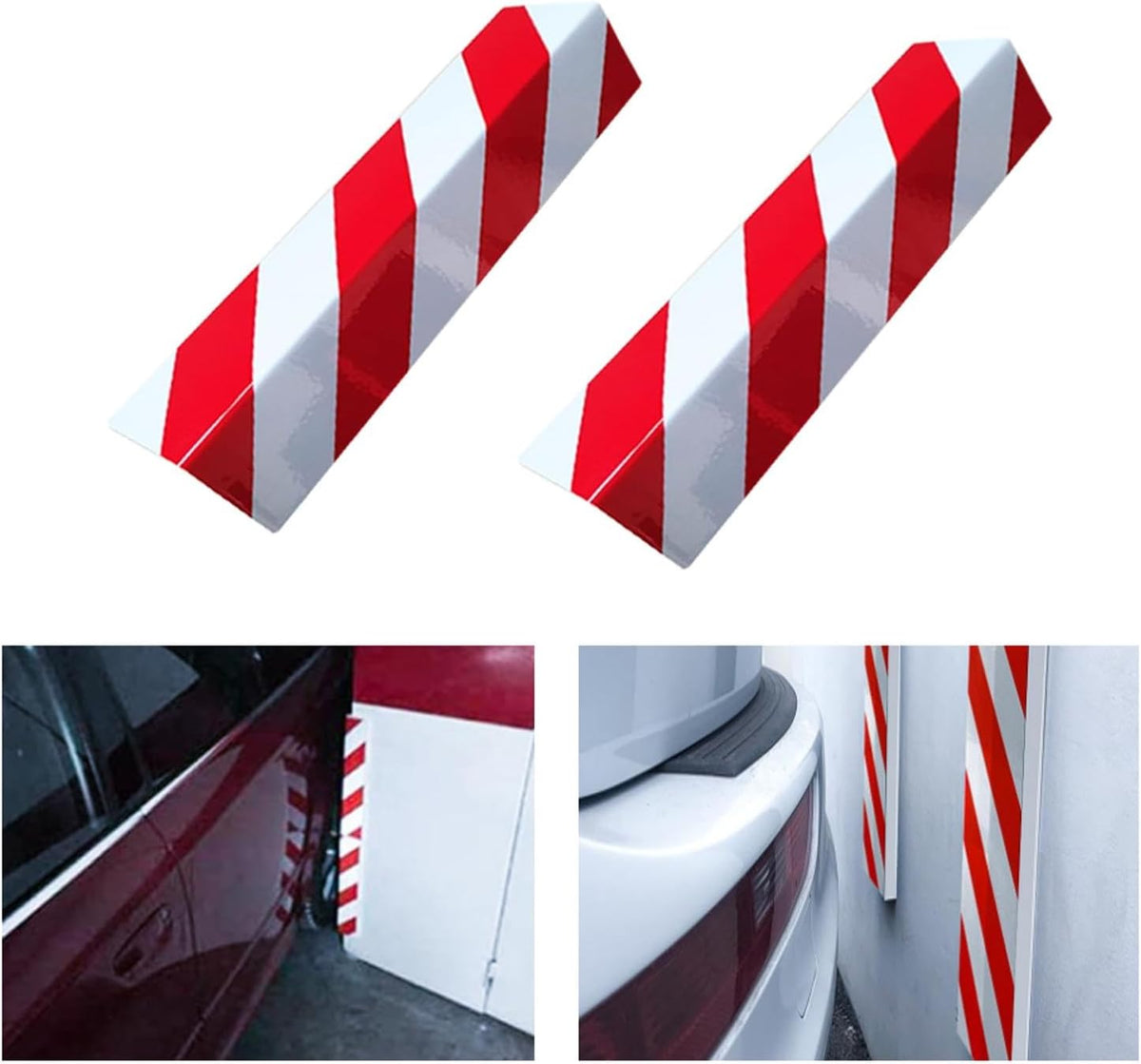 2 Packs 40 * 12.5 * 2cm Garage Wall Protector Foam Wall Corner Guard for Parking Garages Wall Edge Protector with Reflective Safety Stripe, Self-Adhesive (Black-Yellow)