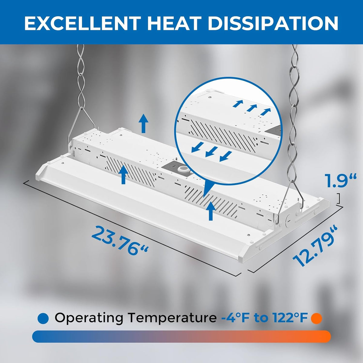 CINOTON 2FT 165W/110W/80W LED Shop Light with 22275LM, 0-10V Dimmable Linear High Bay Lighting, 120-277V Power Tunable Commercial Hanging Lights for Garage Office Warehouse Workshop UL Listed 2 Pack
