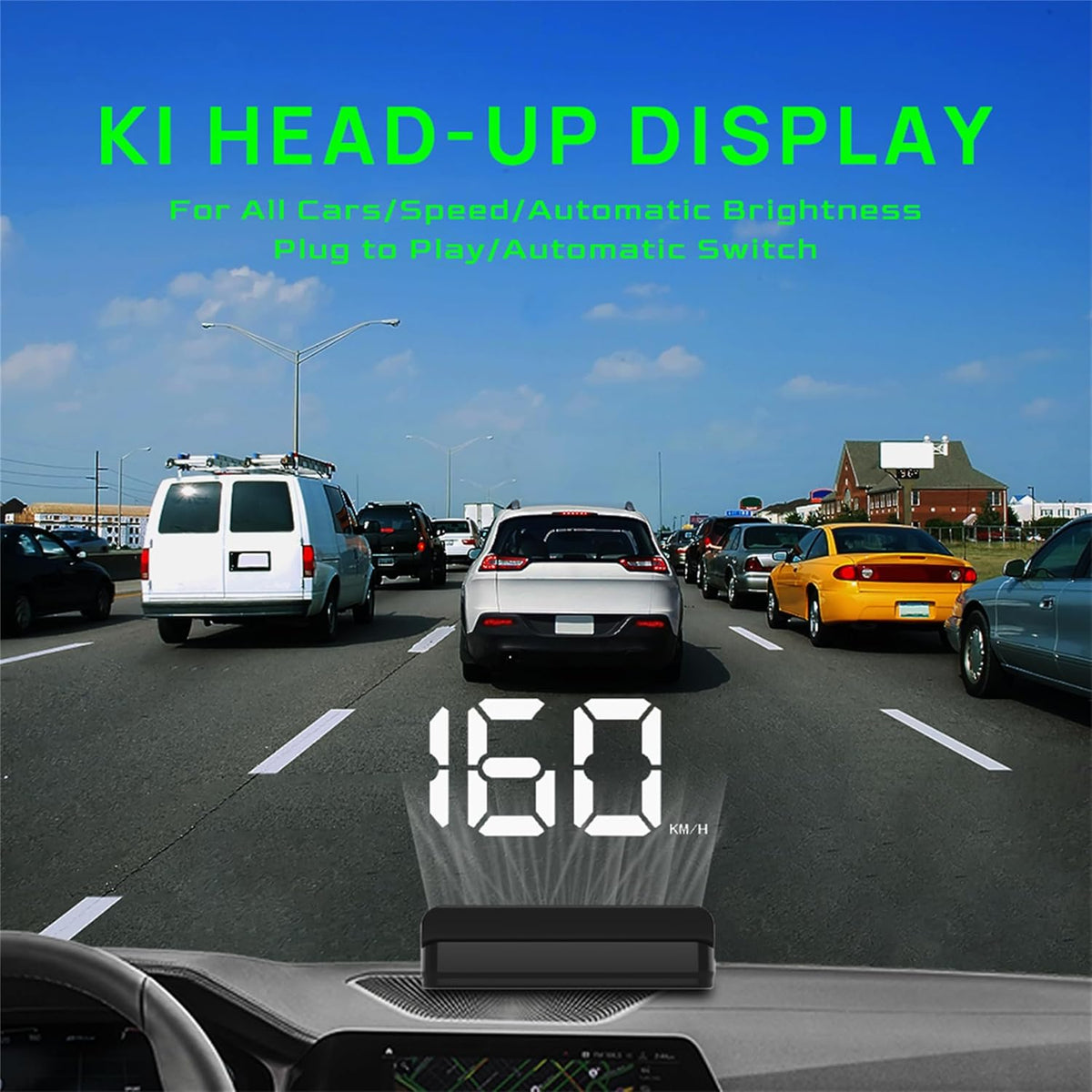 Heads up Display for Cars,Car HUD,Head up Display for Car,Digital GPS HUD Speedometer,USB Cable Plug and Play,Automatic Brightness Adjustment,Large Font Display (K1-White)