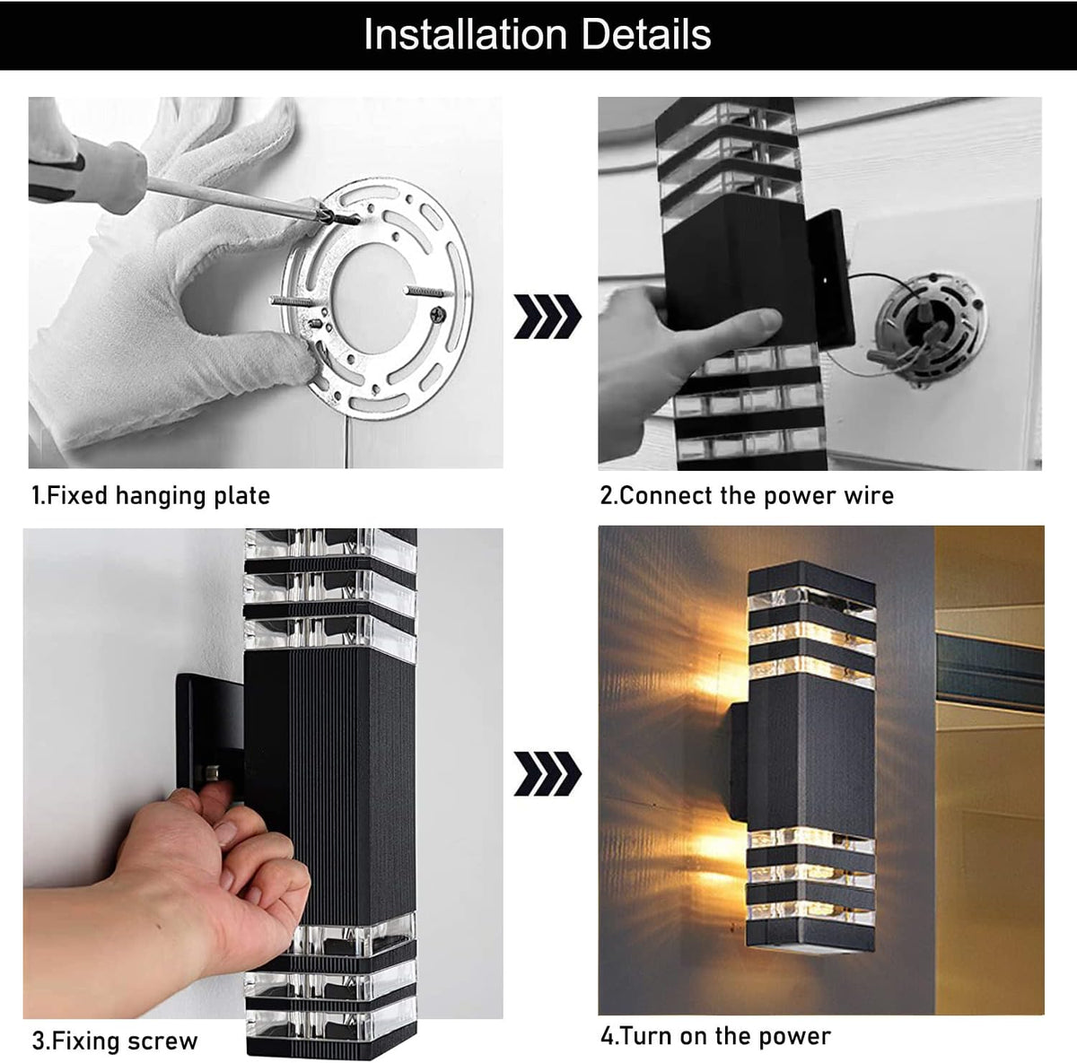18inch LED Square Up & Down Wall Lights,24W Outdoor Wall Light 4000K Day White Aluminum Body Waterproof IP65 LED Exterior Light Fixtures Wall Mount for House Patio Garage Garden. (4 Pack)