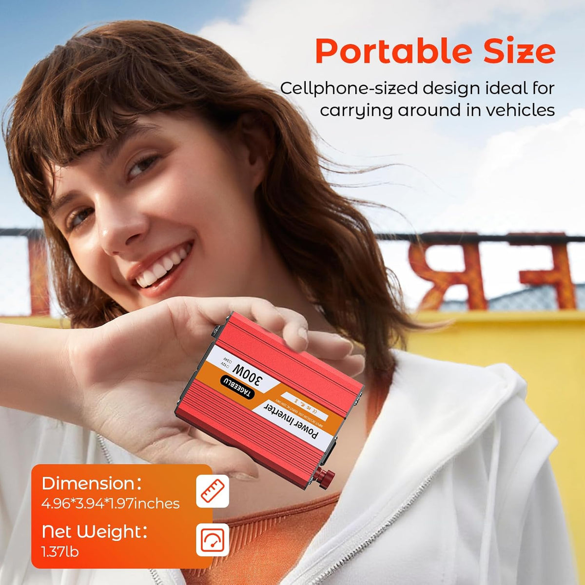 300W Power Inverter DC 12V to 110V AC Car Inverter with 4.2A Dual USB(18W) Charging Ports, Dual AC Adapter for Laptops