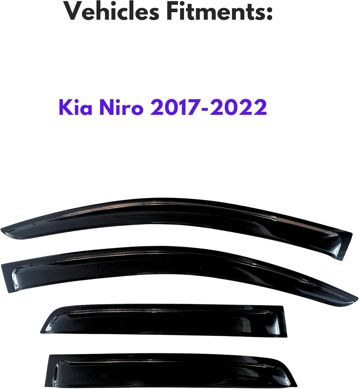 KPY Window Visors Compatible with Kia NIRO 2017-2022, 4PC Rain Guard Side Vent Deflectors in-Channel Style, 2017 2018 2019 2020 2021 2022