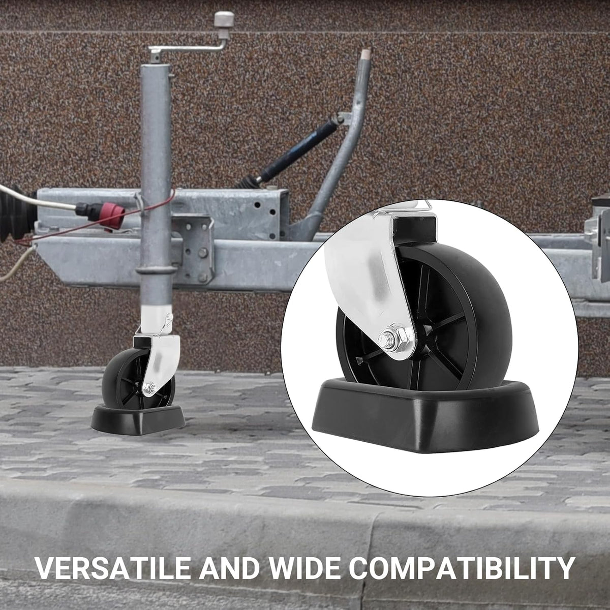 AR-PRO Jack Wheel Chock Stabilizer - Heavy Duty Rubber Travel Trailer Jack Caster Wheel Dock 6" Single Wheel Stopper for Boat RV Trailers and Caravans