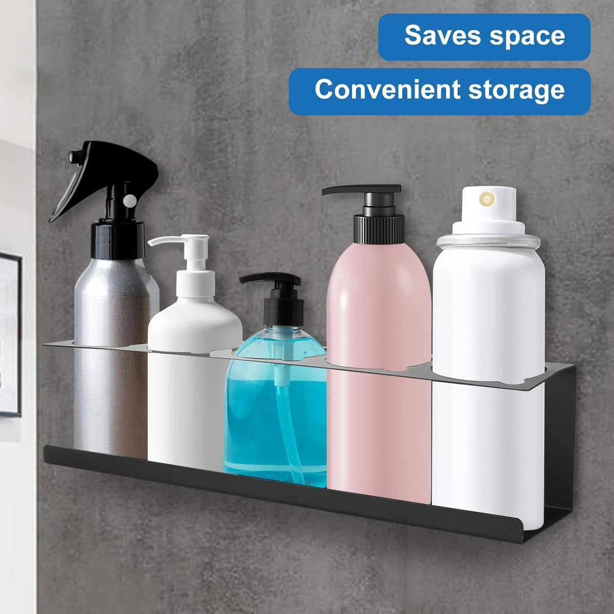 4 Pack Heavy-Duty Aerosol Spray Can Holder, 5 Can Spray Bottle Holder Steel Wall-Mounted Shelf for Garage, Craft Workspace and Home