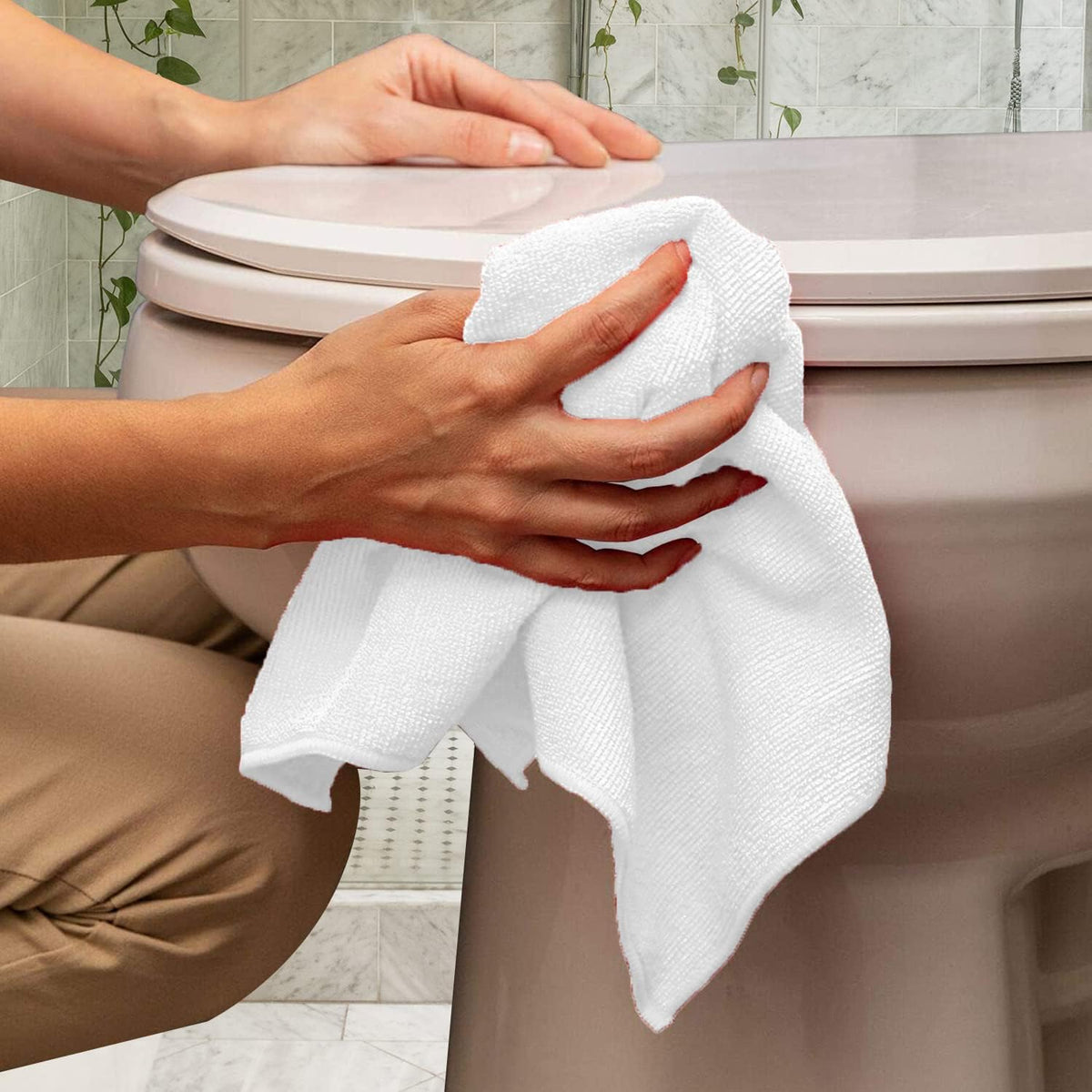 Avalon Towels Microfiber Cleaning Cloths (Value Pack of 36) Size 16" x 16", Highly Absorbent Cleaning Rags, Lint Free Cleaning Towels, Reusable and Washable, Microfiber Towels for Cars (White)