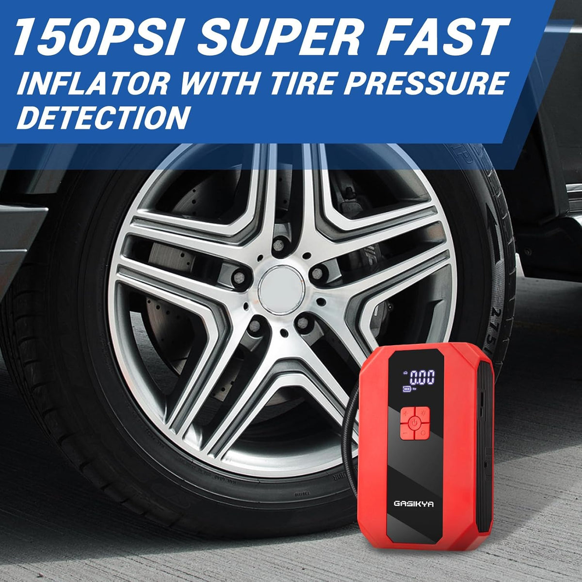 TM16E2 Car Jump Starter 7000Ah Jump Starter Battery Pack for Up to 5.0L Gas and 3.0L Diesel Engines, 29.6Wh Portable 12V Jump Box with USB Ports, LCD Display, Storage Case, and LED Light