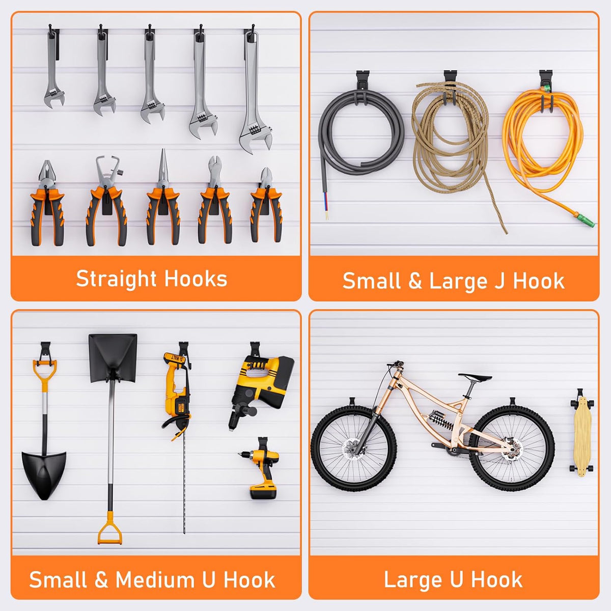 INCLY 36 Pack Heavy Duty Slatwall Hooks, Black Garage Slatwall Panel Accessories Utility Hooks, Slat Wall Hanging Hooks and Hangers for Garages, Sheds, Basements