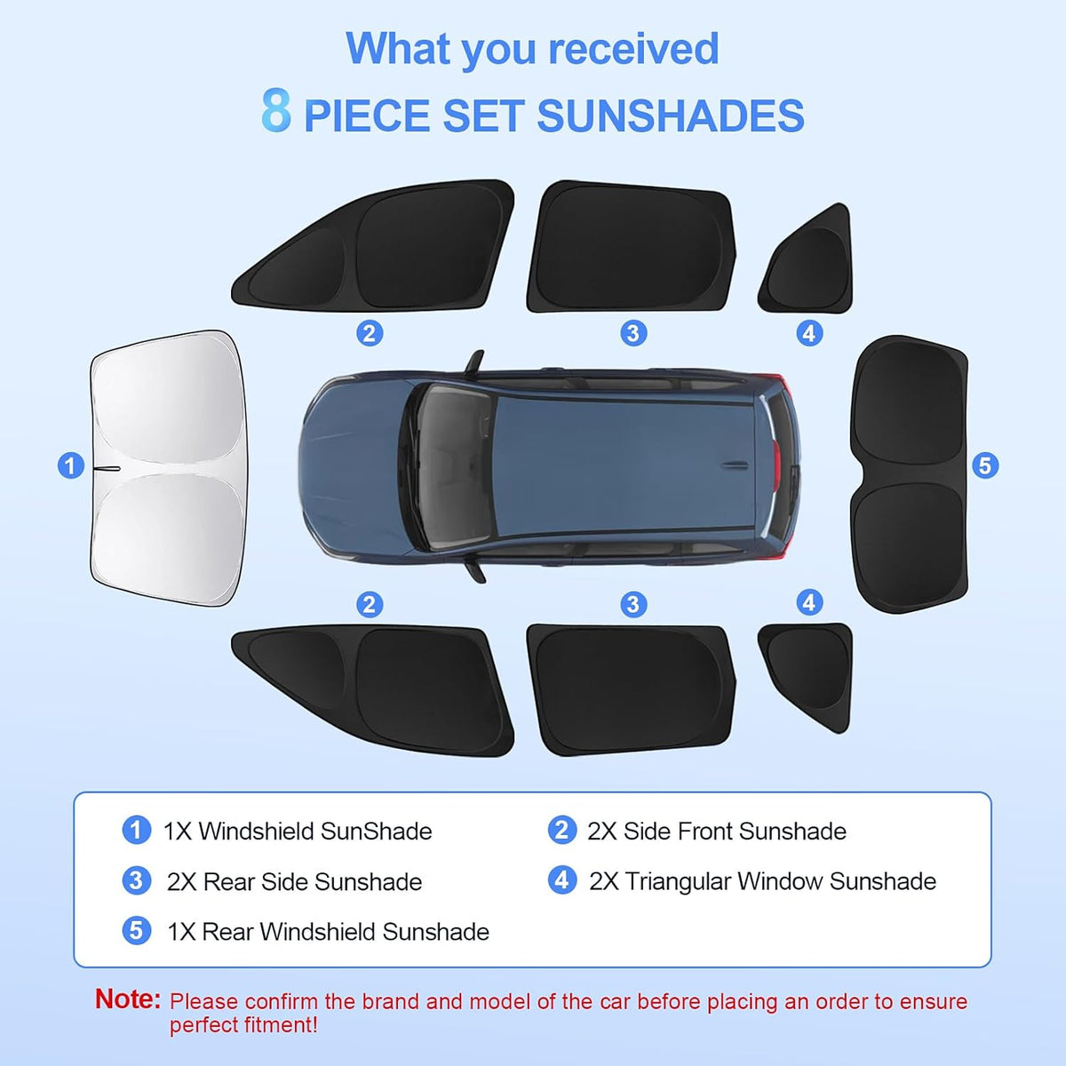 8pcs Car Window Shades for Subaru Forester 2019-2024 Accessories,Windshield Side Rear Full Sunshade,Sun Visor UV Blocking, Privacy Protection and Blackout for Camping Outdoor