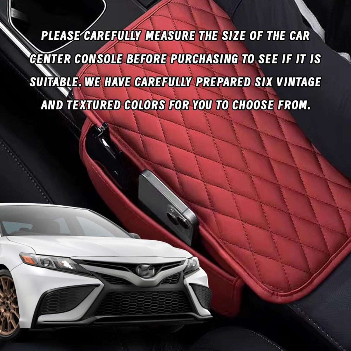 Car Center Console Cover, Upgraded Leather Arm Rest Cover for Car SUV, Car Middle Armrest Console Cover with 2 Storage Bags Scratch Resistant Waterproof Universal Car Accessories (Beige)