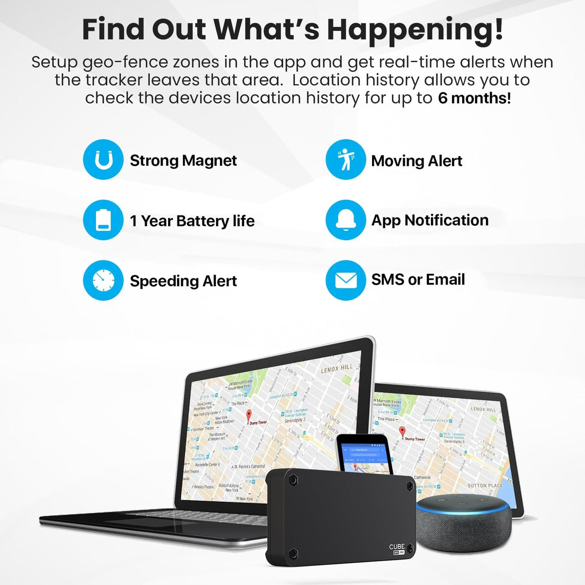 GPS Tracker for Vehicles – Magnetic Car GPS Tracker - 1 Year Battery, Real Time Worldwide Location Geo-Fencing, Hidden Tracking Device for Fleet, Trucks & Trailers – Subscription Required