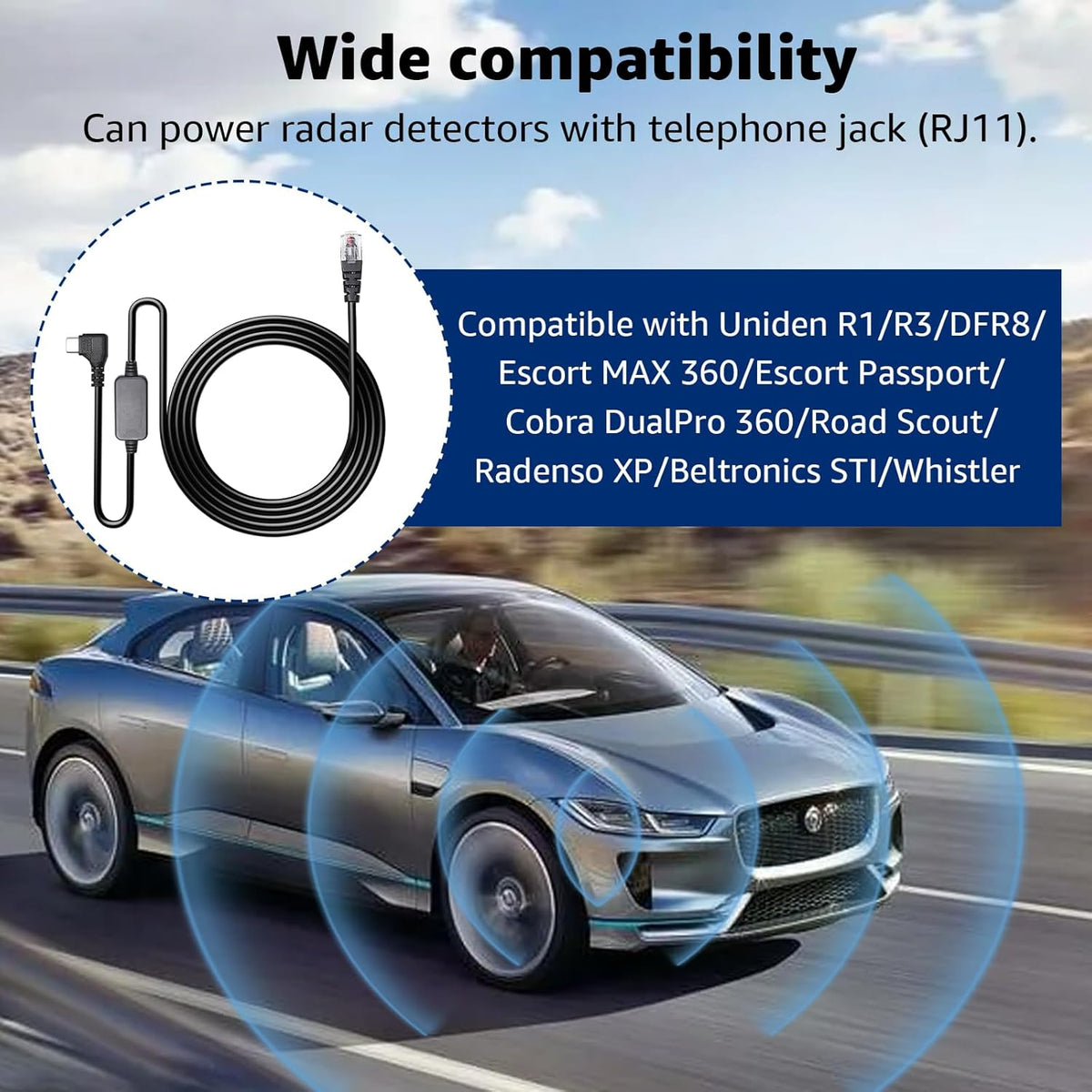 USB-C to RJ11 Plug Cable,Radar Detector Cable for Uniden R1 R3 R7 Escort MAX360 Beltronics Cobra Passport 9500i Radenso XP etc(9.84FT)