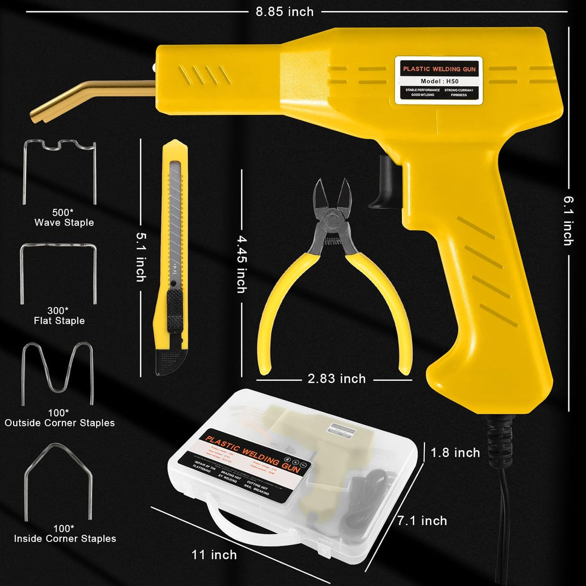 ATOLS Plastic Welder, 1000PCS Staples, Plastic Welding Kit, Hot Stapler Kit, Plastic Welder Gun Kit, Car Bumper Repair Kit, Plastic Repair Kit