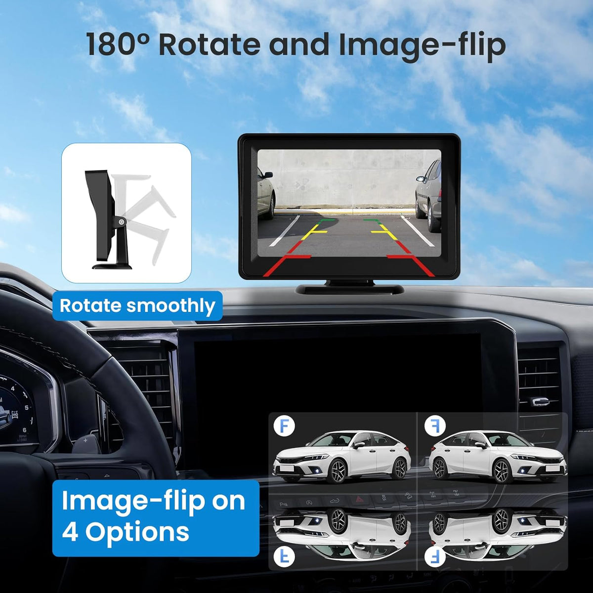 Wireless Backup Camera, 5'' HD 1080P Backup Camera for Car, Reverse Rear Camera with Night Version 130° Wide Angle, Waterproof, Strong Signal for Car, Van, Truck, Trailer