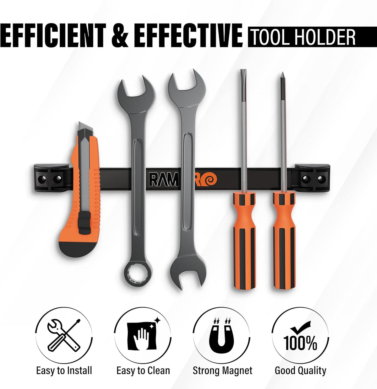 Vanitek 12-Inch Magnetic Metal Tool Holder Organizer Racks, Heavy-Duty Bar for Garage/Workshop (2 Pieces)