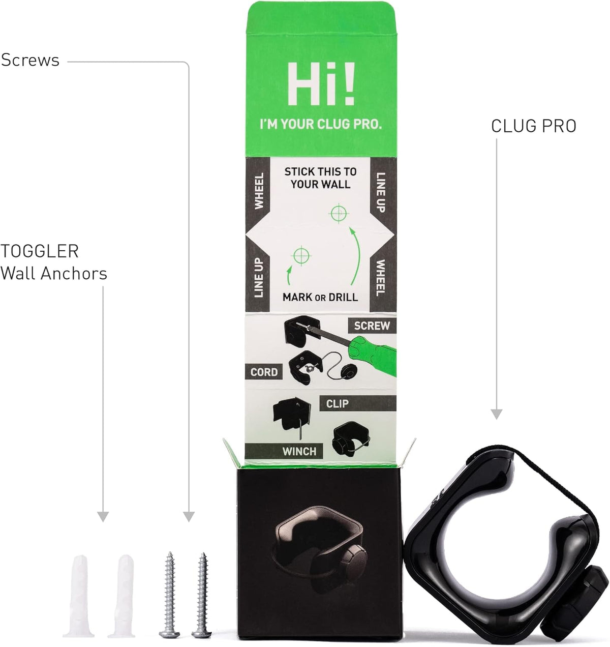 Hornit CLUG PRO | Wall Mounted Bike Rack | Secured by FIDLOCK | 5 Sizes | Easy to Install