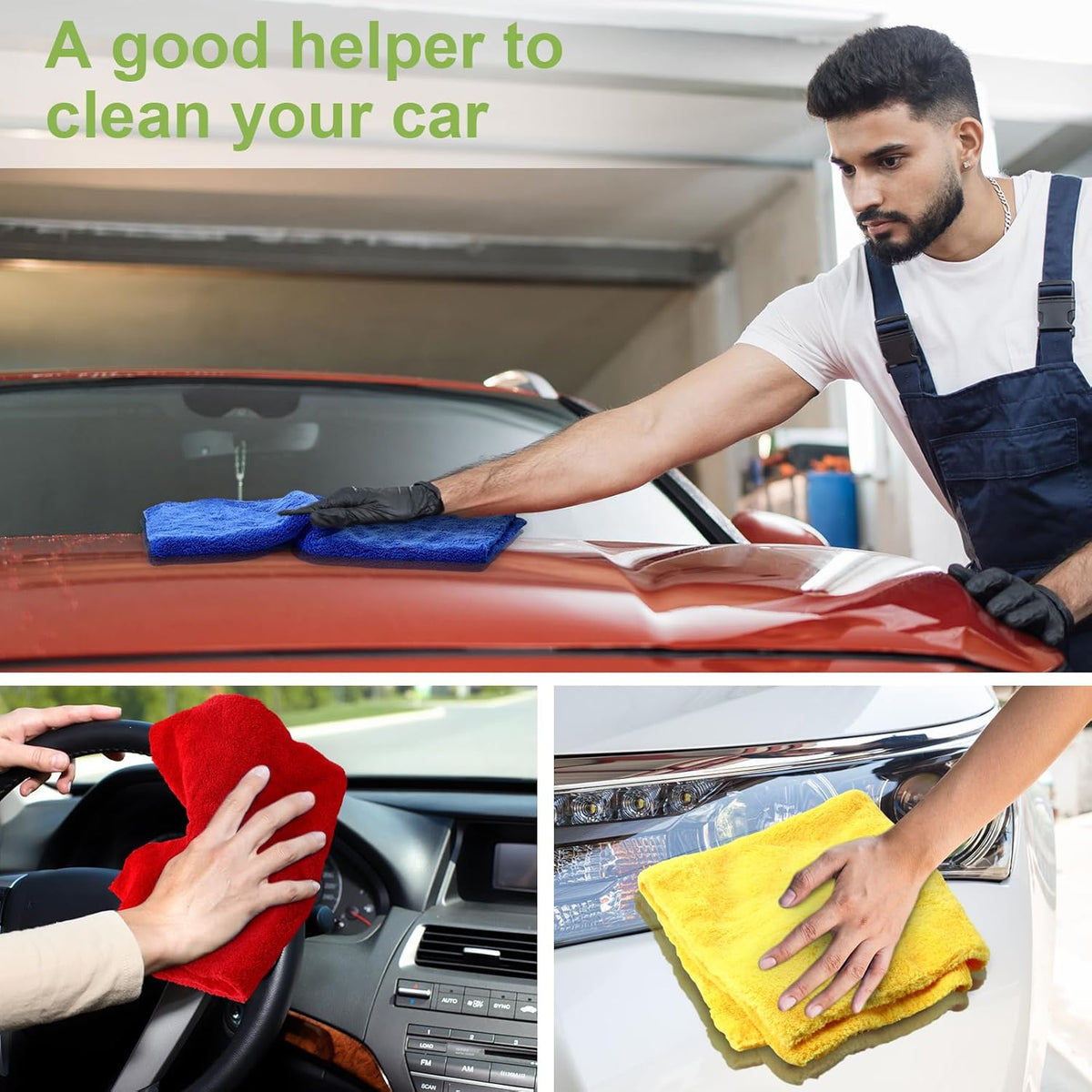 Shimeyao 30 Pcs Edgeless Microfiber Plush Towels for Cars Detailing Drying Wash Polishing Absorbent Cleaning Cloths, 500 GSM, 16 x 16 Inch(Multicolor)