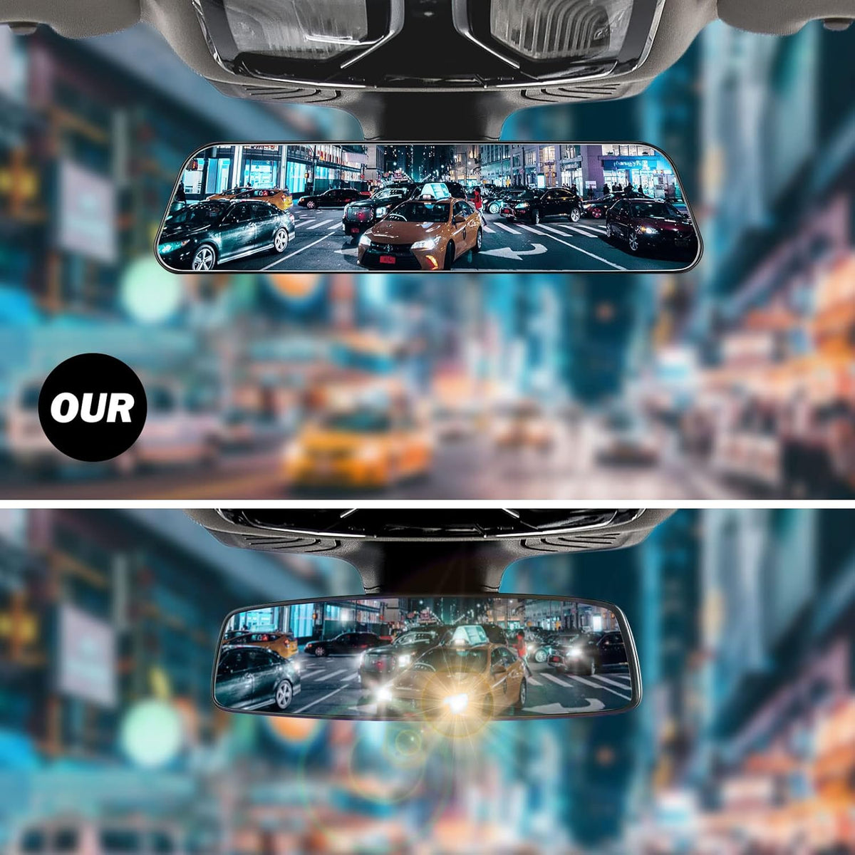 JOYTUTUS Rearview Mirror, 12 Inch Panoramic Anti-Glare Clip-on Wide Angle Convex Rear View Mirror, Effectively to Reduce Blind Spot, Universal for More Car SUV Trucks -Blue